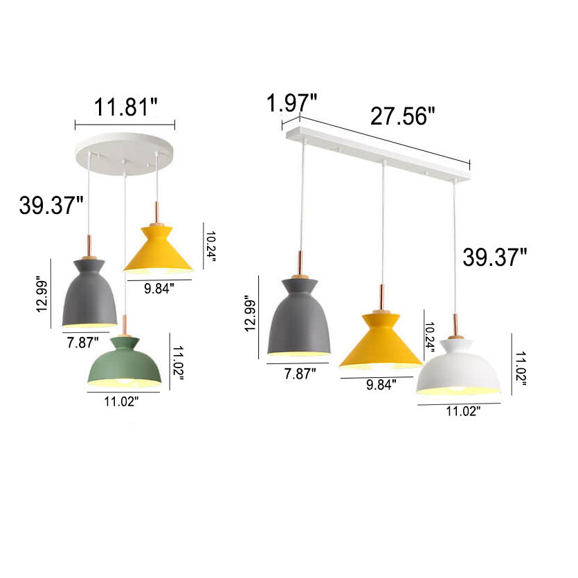 Contemporary Nordic Metal Macaron 3-Light Chandelier for Dining Room