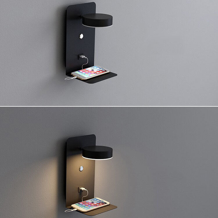 Contemporary Black Iron Square LED Wall Sconce Lamp for Bedroom & Hallway