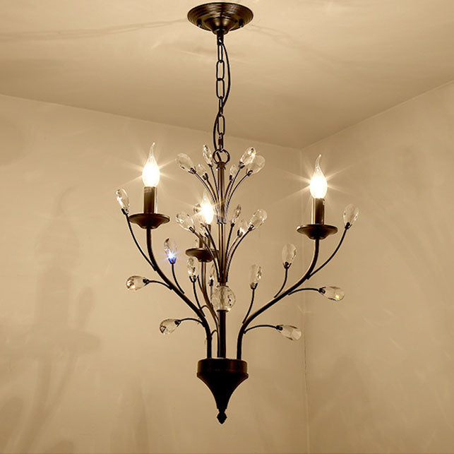 Rustic Black Iron Candelabra Chandelier for Vintage Dining Room Lighting