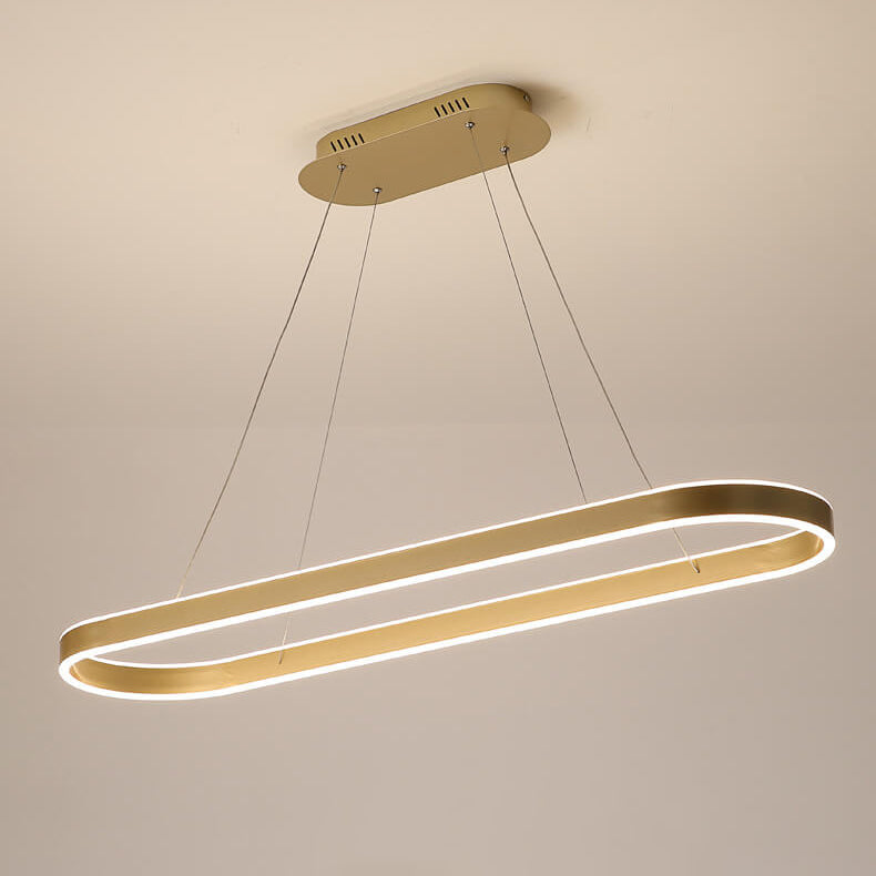 Sleek Oval Aluminum LED Chandelier - Modern Minimalist Fixture for Living Room