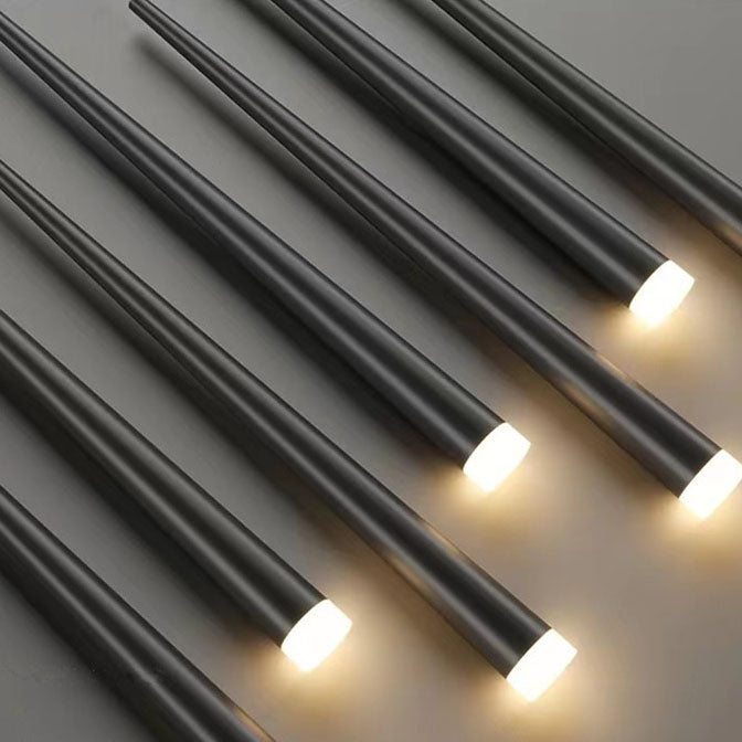 Sleek Black Tapered Tube Acrylic LED Chandelier for Kitchen Island Lighting