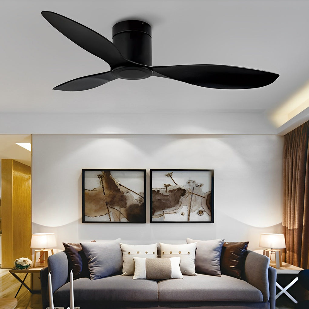 Modern White Ceiling Fan with 3 Blades, LED Lights, and Remote for Living Room