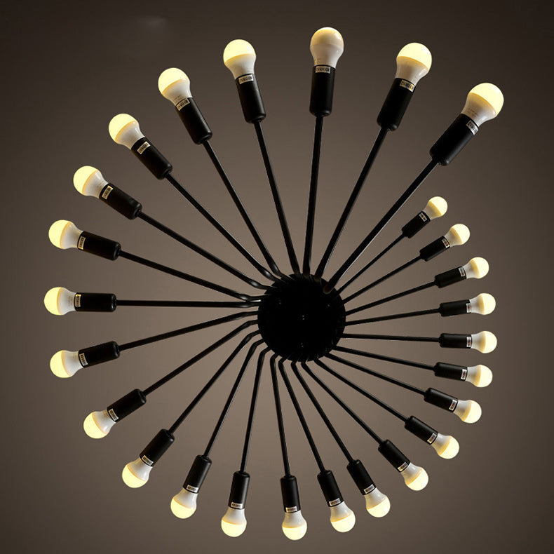 Vintage-inspired Black Iron Helical Chandelier for Entryway Lighting