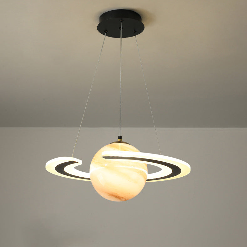 Contemporary Kids Planet Circle LED Chandelier for Playroom or Bedroom