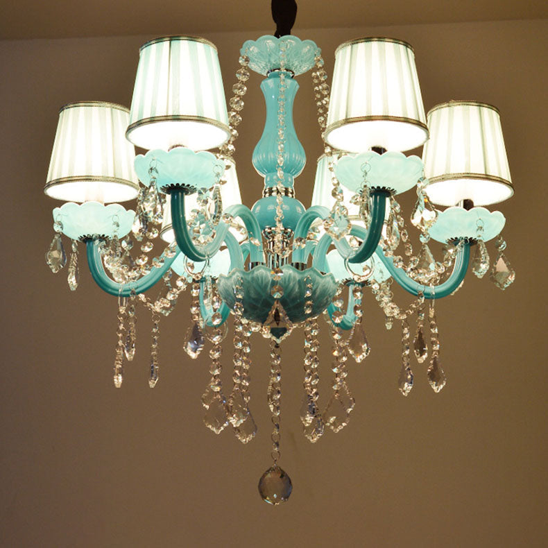 Coastal Crystal Glass Round Chandelier for Living Room, 6/8 Lights