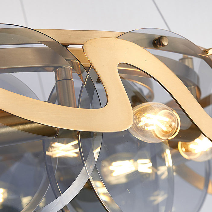 Modern Gold Finish Glass Cloud Texture Chandelier for Living Room 8/10 Lights
