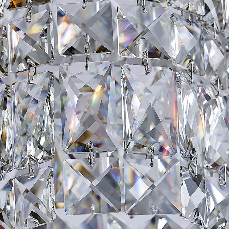 Sleek Stainless Steel Flower Crystal LED Chandelier for Living Room