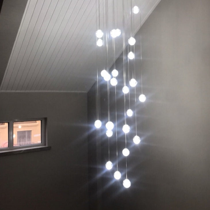 Modern Crystal Orb LED Chandelier Pendant for Luxurious Staircase Decor