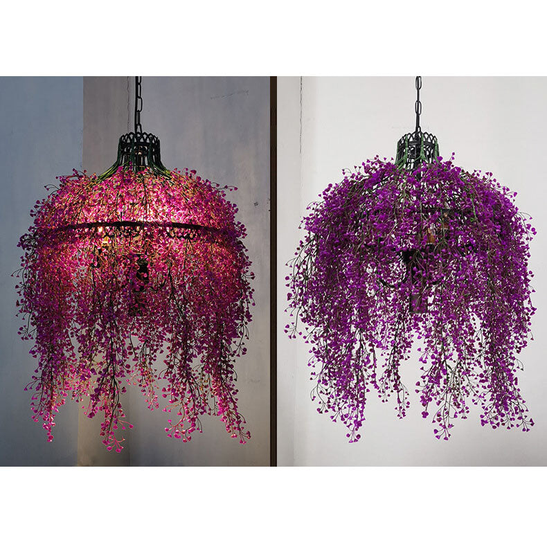 Elegant Green Leaf 3-Light Metal Chandelier for Dining & Living Room