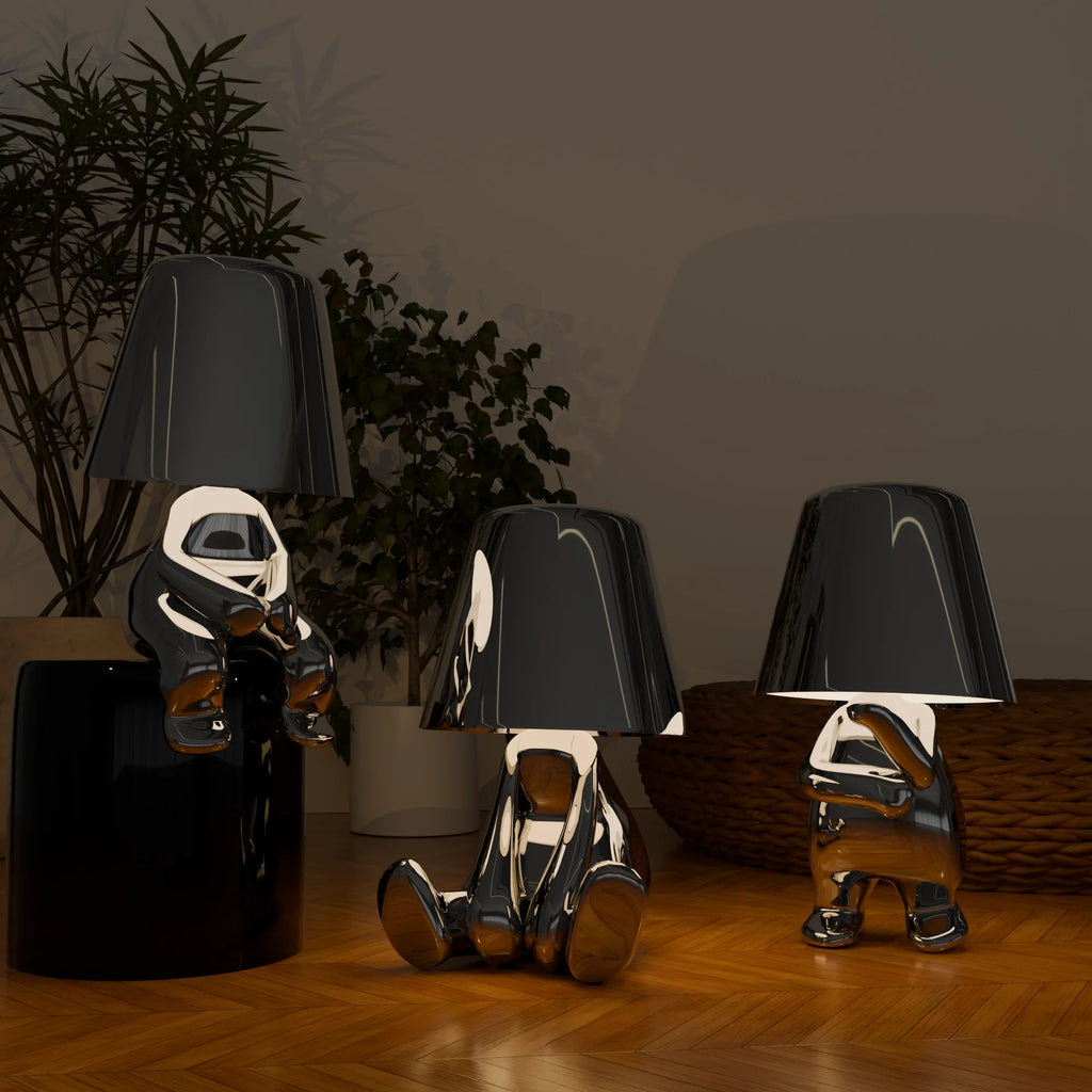 Contemporary Silver Metal Table Lamps for Living Room Bedroom Decor