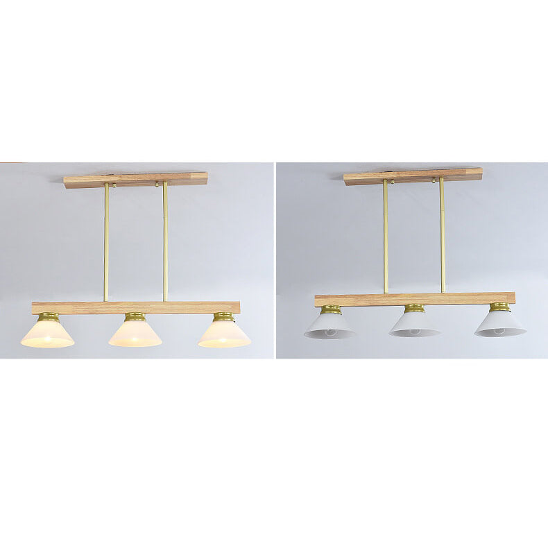 Nordic Pine Wood Cone Pendant Chandelier for Kitchen Island Lighting