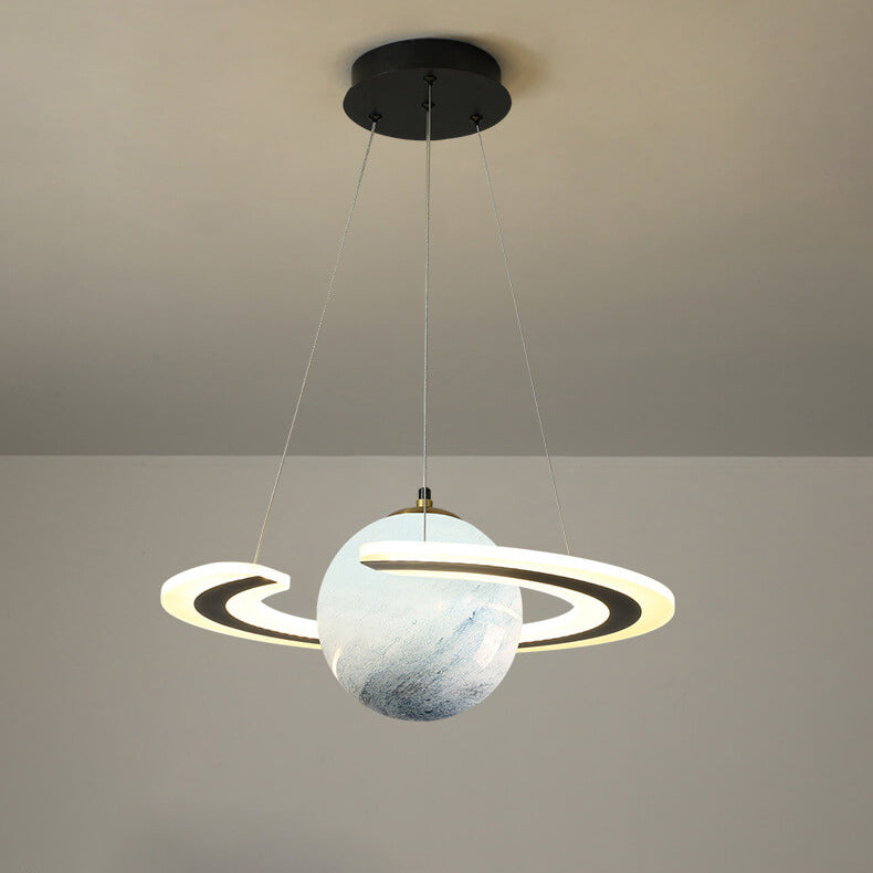 Contemporary Kids Planet Circle LED Chandelier for Playroom or Bedroom