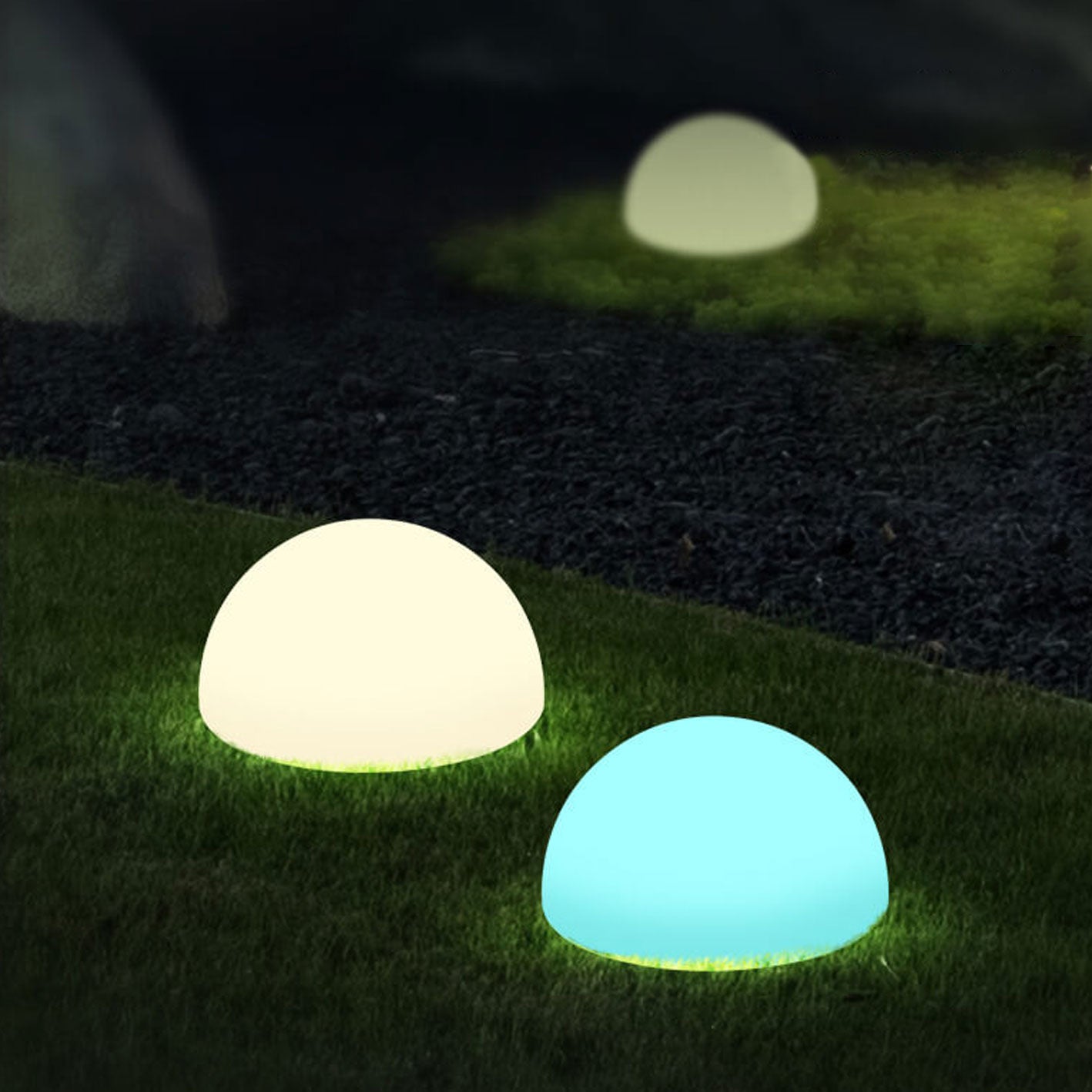 Bright White Solar-Powered Waterproof PE Spherical LED Lawn Lights