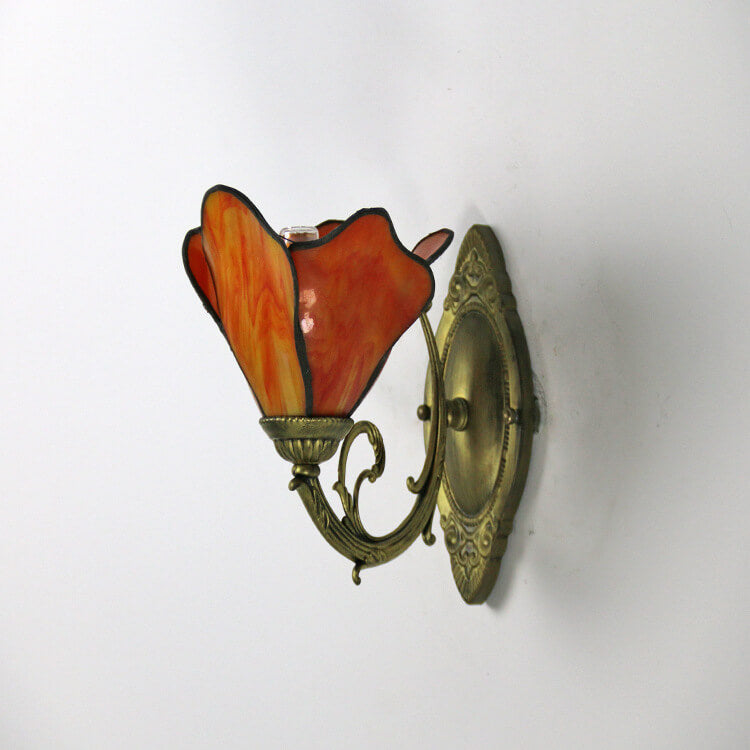 Antique Tiffany Style Stained Glass 1-Light Wall Sconce for Living Room