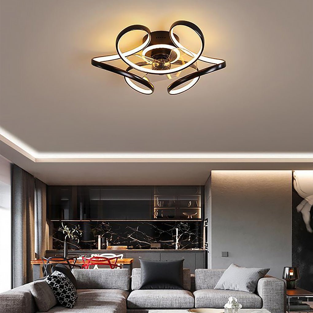 Elegant 18" White Flower-Shaped Ceiling Fan Chandelier with Remote for Home