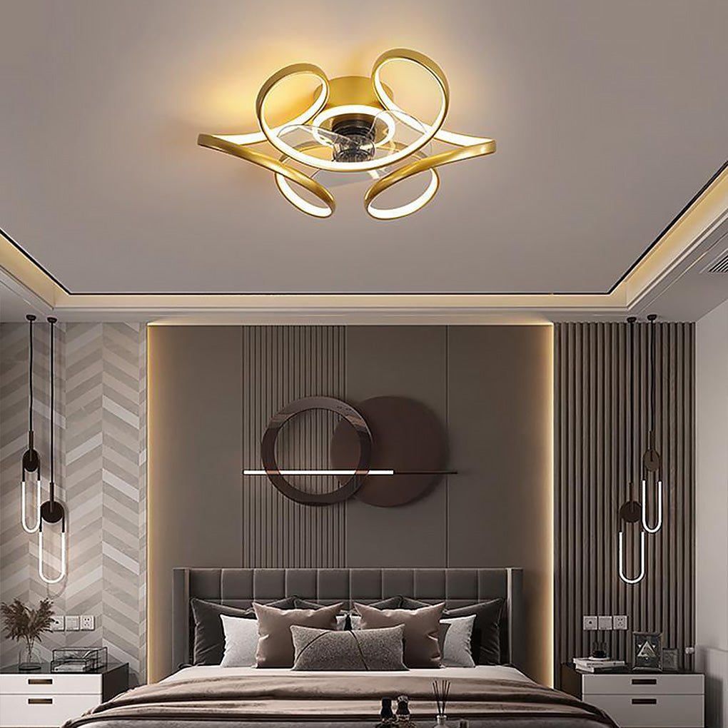 Elegant 18" White Flower-Shaped Ceiling Fan Chandelier with Remote for Home