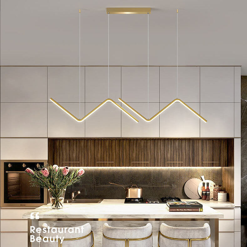 Sleek Aluminum N-Shaped LED Chandelier with Silicone for Dining Room