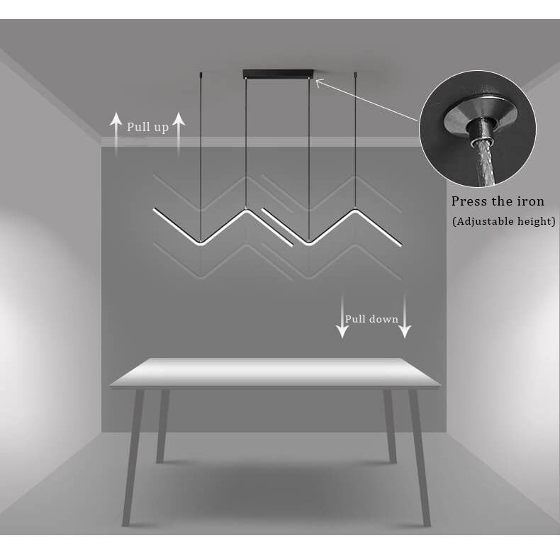 Sleek Aluminum N-Shaped LED Chandelier with Silicone for Dining Room
