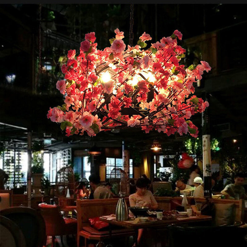 Vibrant Colorful Floral 3-Light Globe Chandelier for Living Room Décor