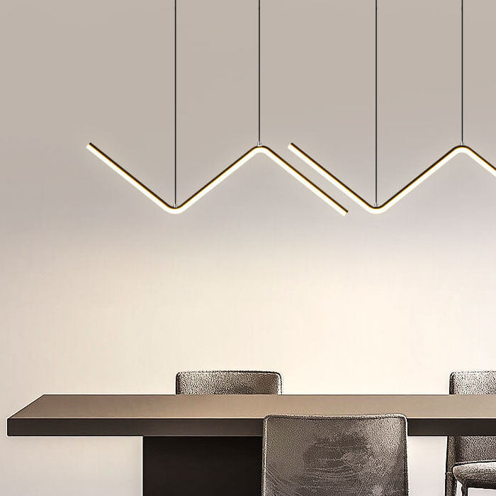Sleek Aluminum N-Shaped LED Chandelier with Silicone for Dining Room