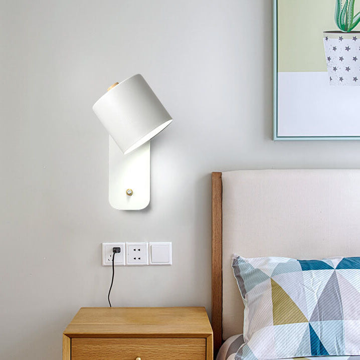 Nordic Rotatable Cylinder Wall Sconce Light in Elegant White Finish