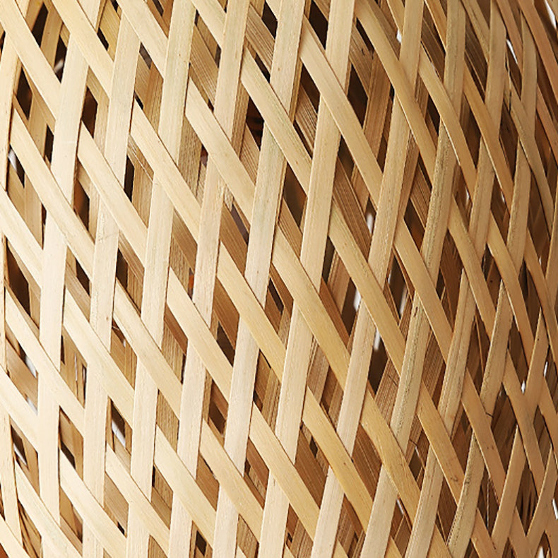 Modern Bamboo Woven Cylinder Chandelier Pendant Light for Living Room