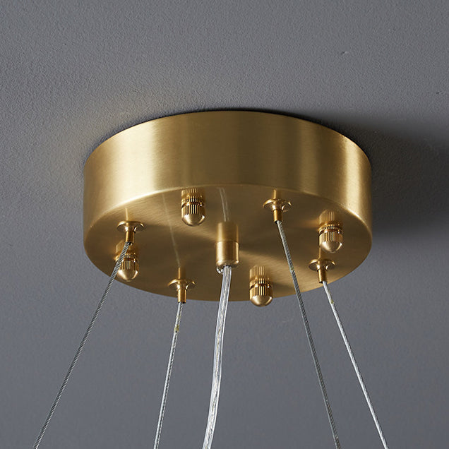 Modern Round Copper Stone Chandelier with 8/12/14 Lights for Living Room