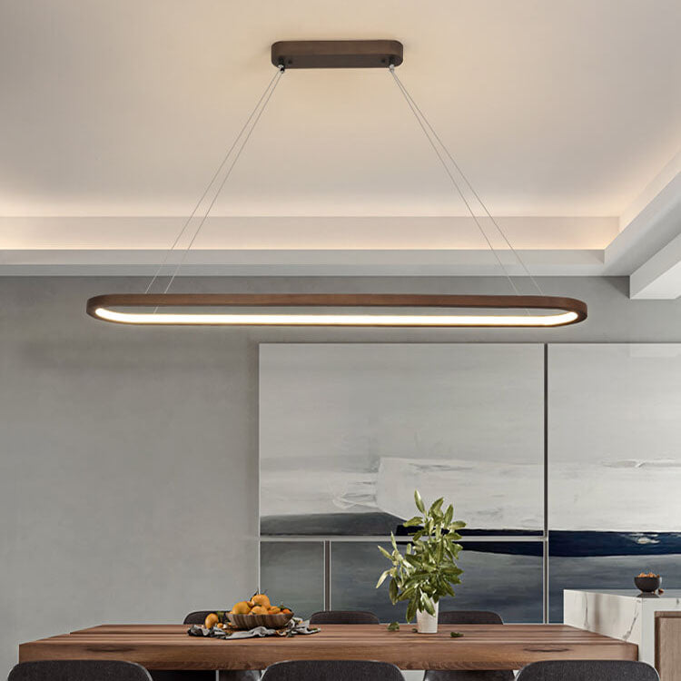 Modern Solid Wood Round LED Island Chandelier for Kitchen Dining Room