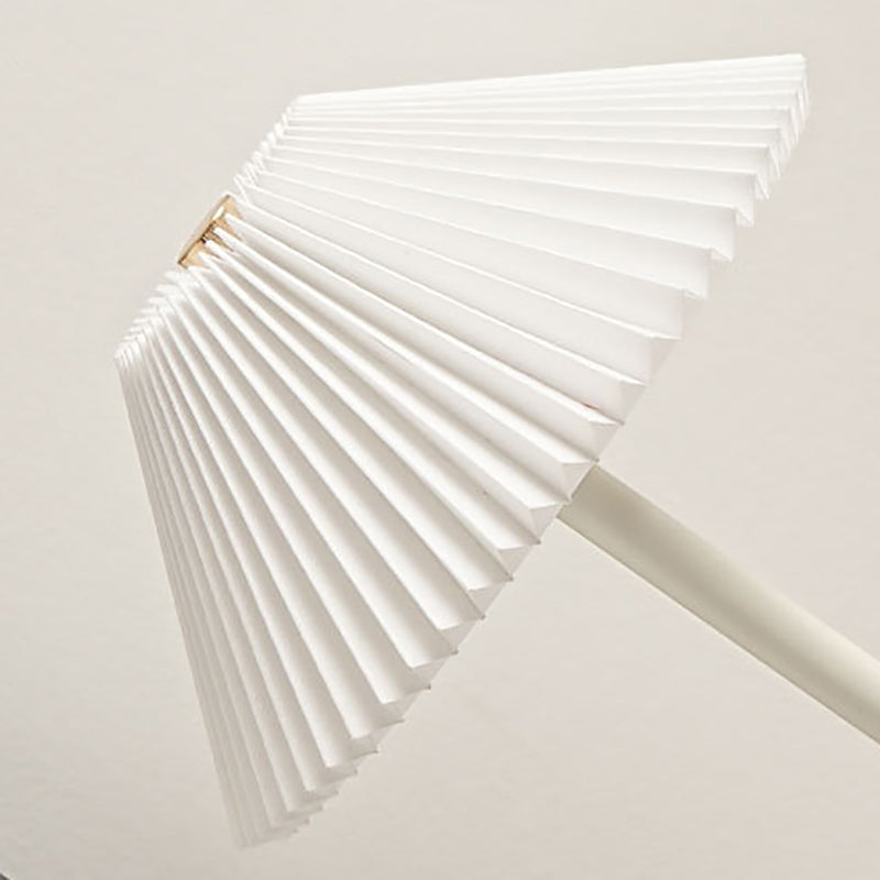Modern Scandinavian Rechargeable Conic Pleated Fabric Table Lamp for Bedroom