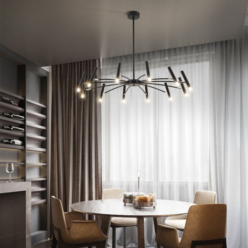 Modern Round Radioactive Iron Aluminum Chandelier for Living Room Lighting