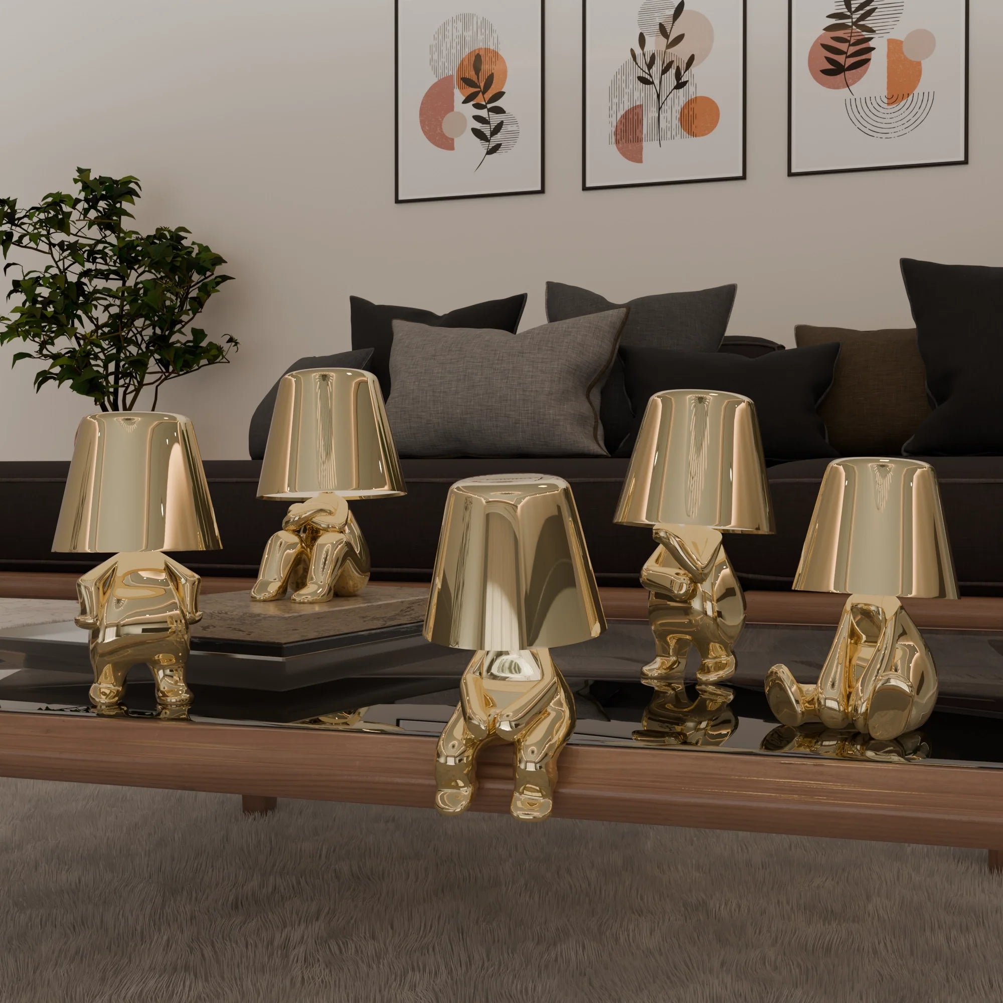 Elegant Golden Table Lamp Collection in Metal for Living Room Décor