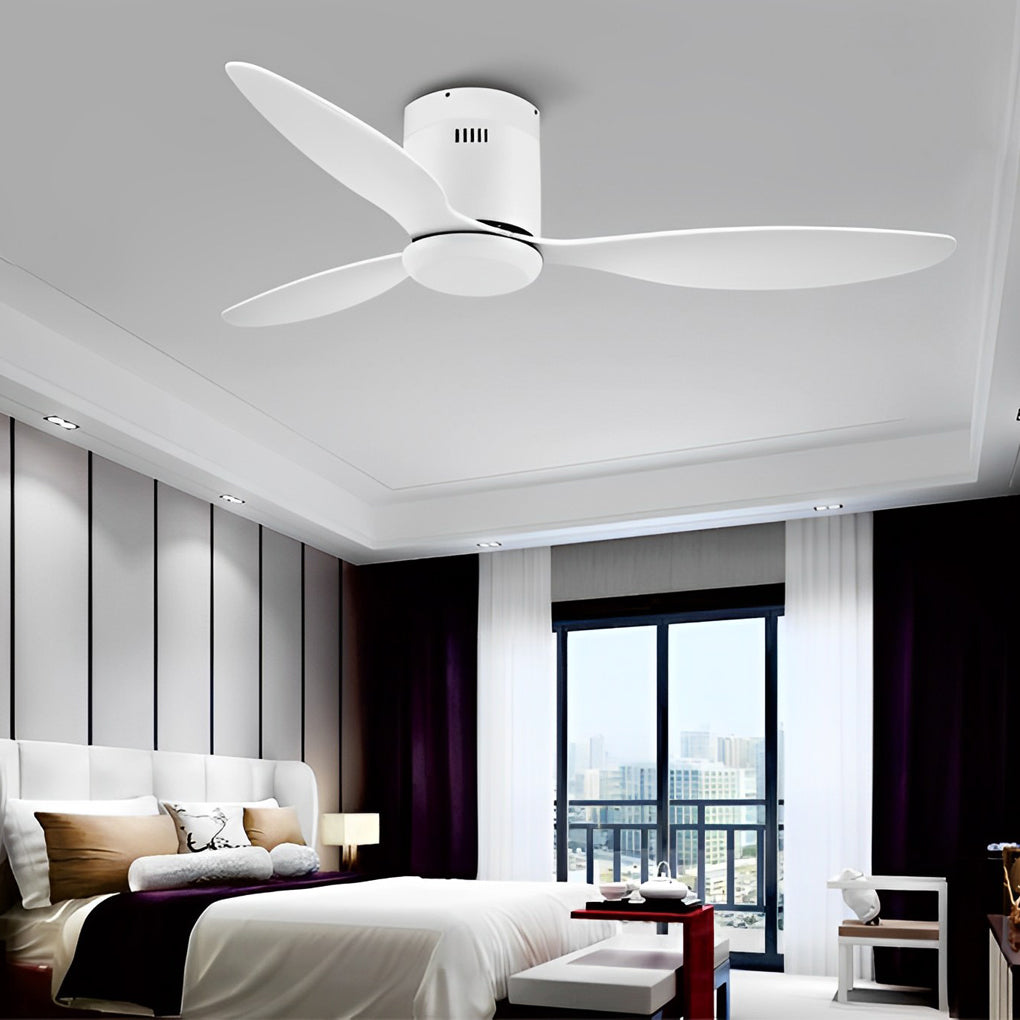 Modern White Ceiling Fan with 3 Blades, LED Lights, and Remote for Living Room