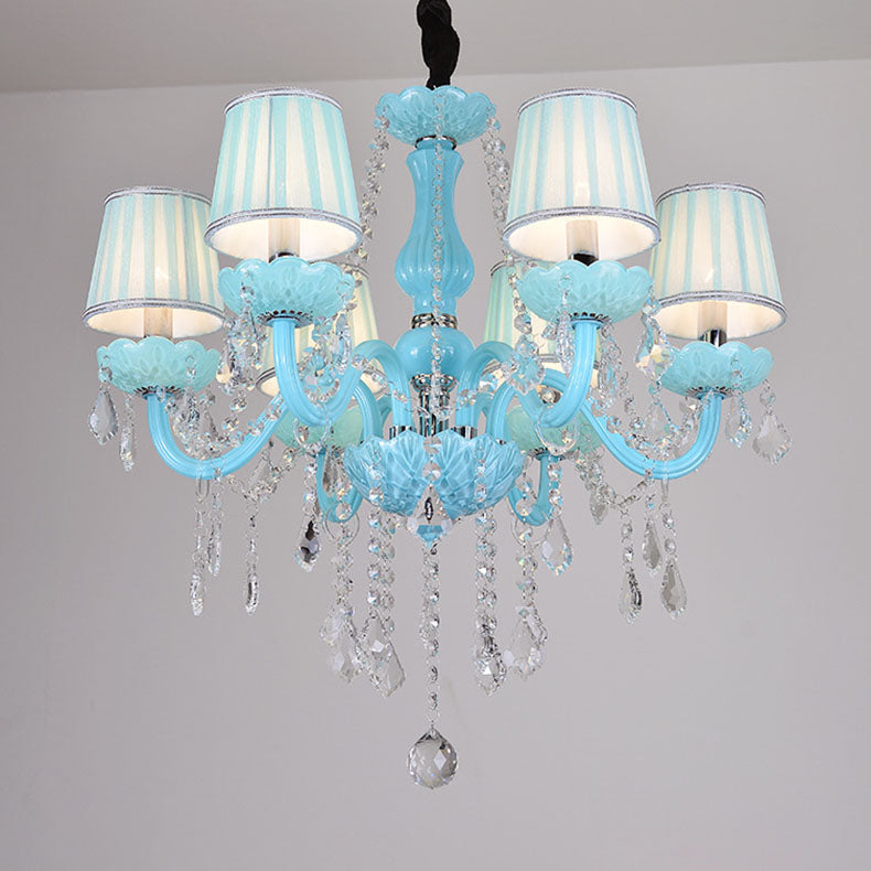 Coastal Crystal Glass Round Chandelier for Living Room, 6/8 Lights
