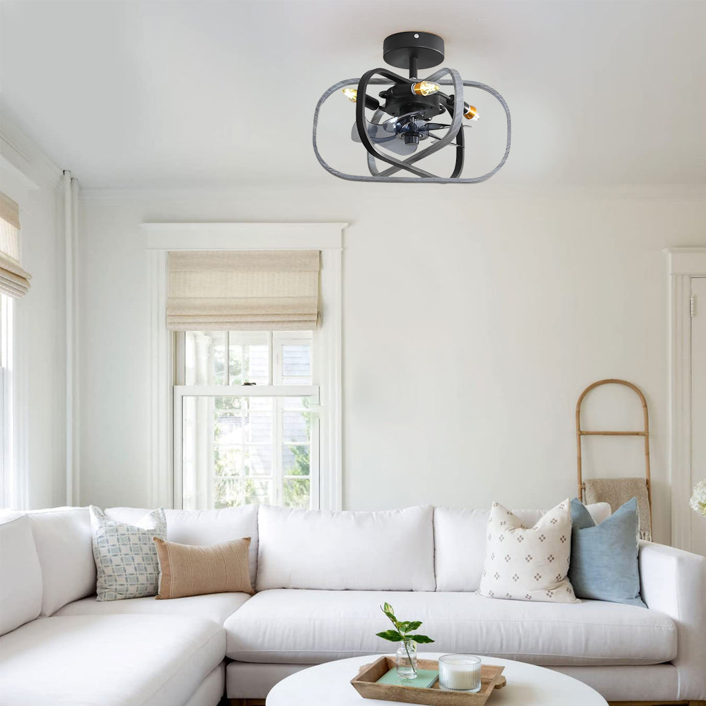 Vintage White Bladeless LED Ceiling Fan with Remote for Bedroom Comfort
