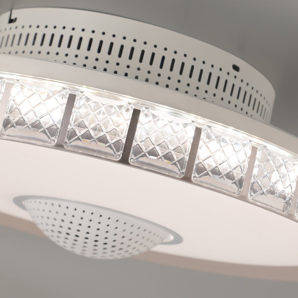 Sleek White Bladeless LED Ceiling Fan with Remote for Modern Living Spaces
