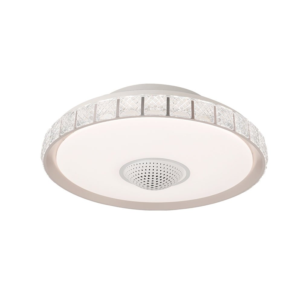 Sleek White Bladeless LED Ceiling Fan with Remote for Modern Living Spaces