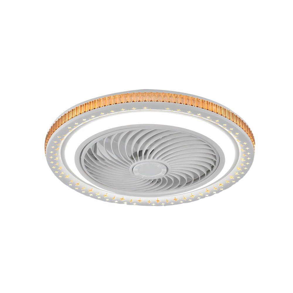 Sleek White Bladeless Ceiling Fan with LED Light and Remote for Home