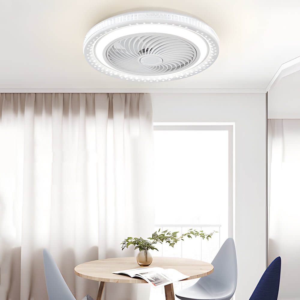 19.7" Modern White Bladeless Ceiling Fan with LED Light & Remote Control