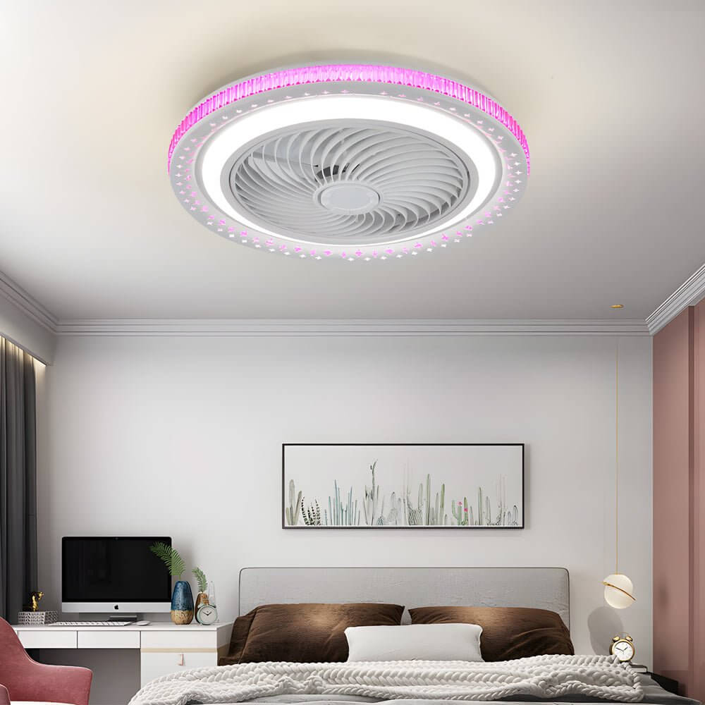 19.7" Modern White Bladeless Ceiling Fan with LED Light & Remote Control