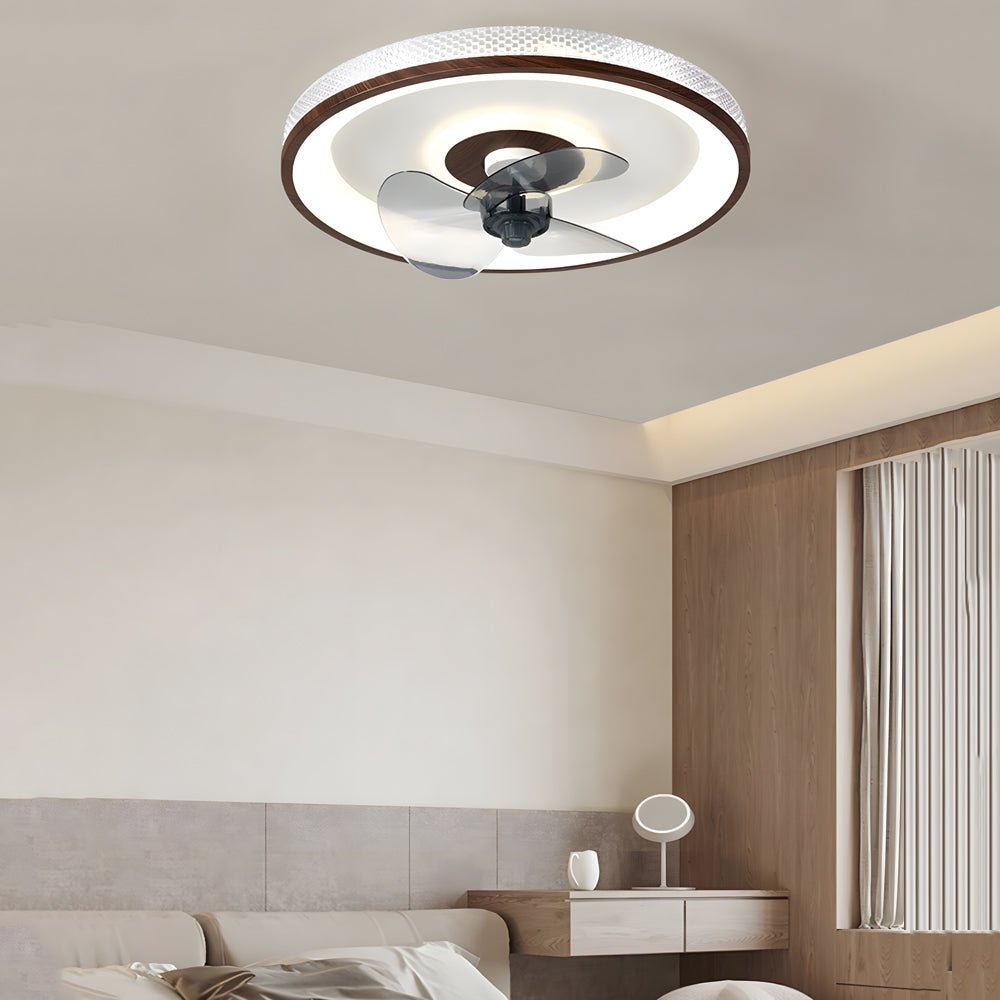 Walnut 19.7-Inch 6-Speed Flush Mount Ceiling Fan with LED Light & Remote