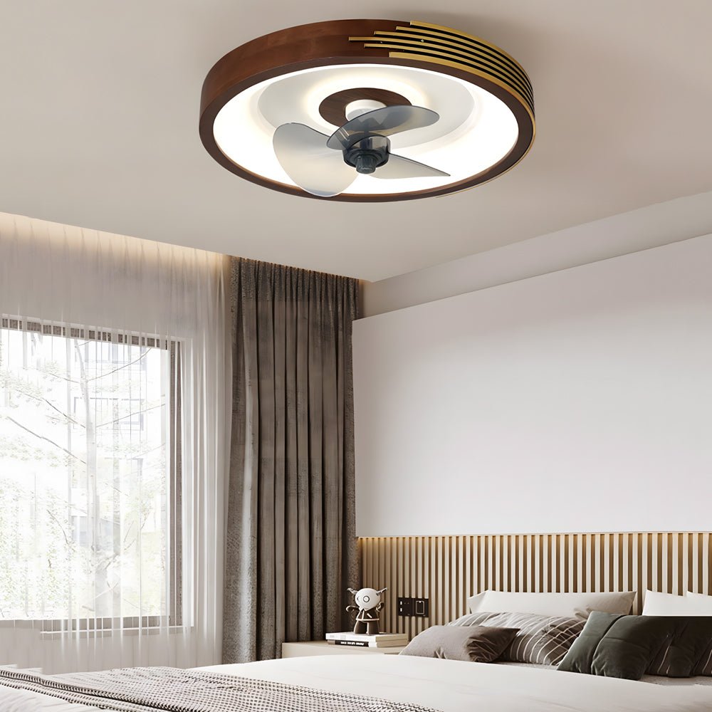 Walnut 19.7-Inch 6-Speed Flush Mount Ceiling Fan with LED Light & Remote