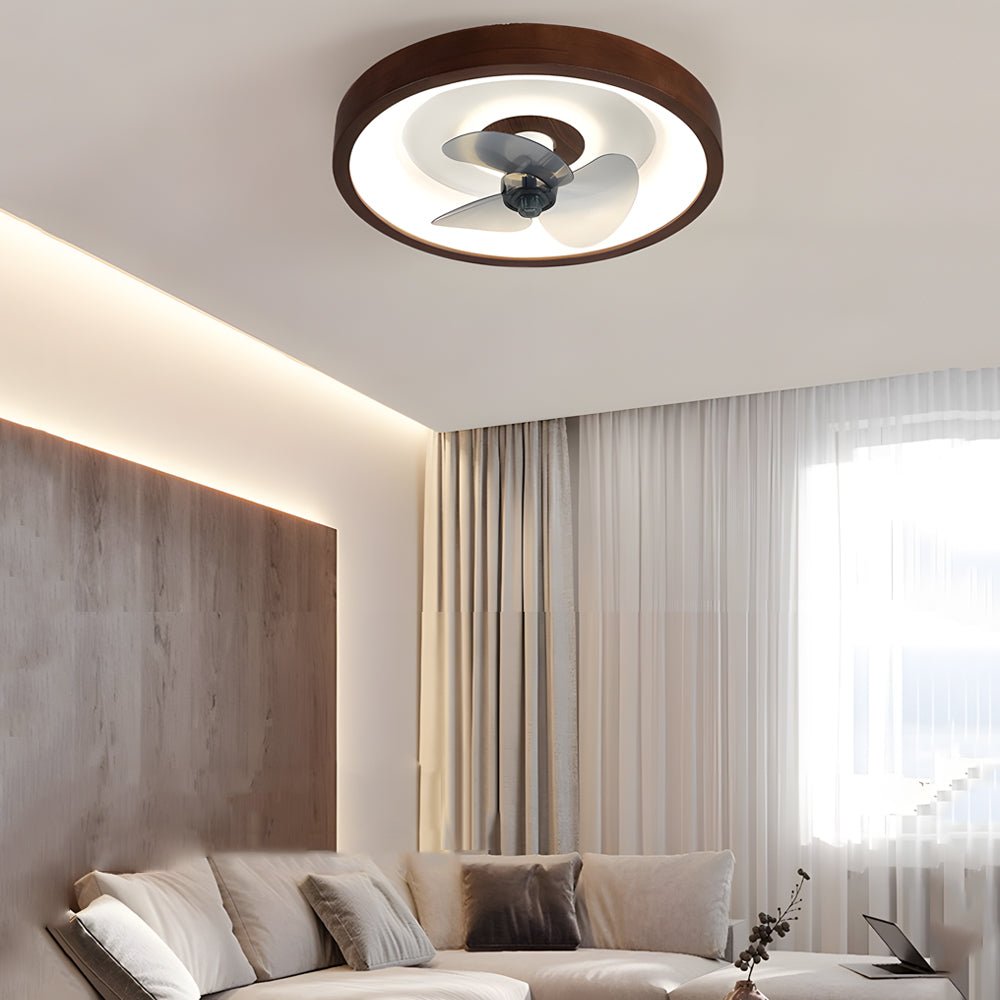 Walnut 19.7-Inch 6-Speed Flush Mount Ceiling Fan with LED Light & Remote