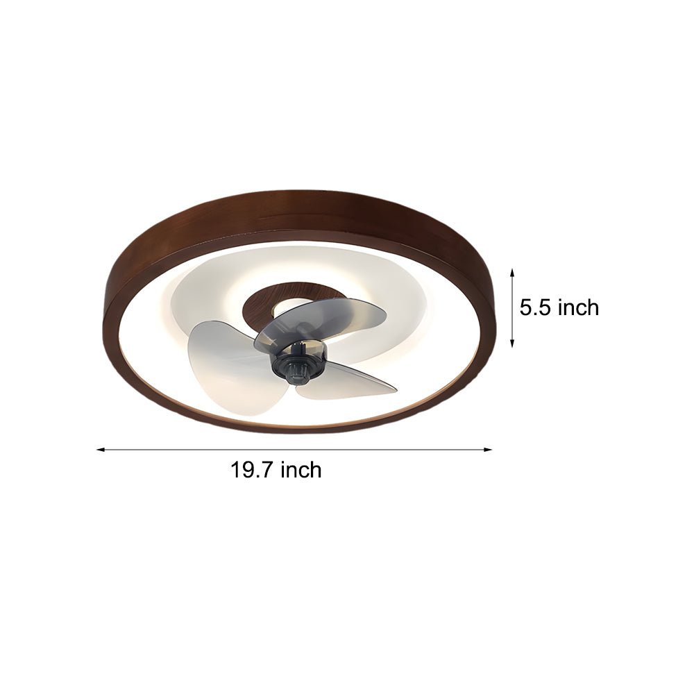 Walnut 19.7-Inch 6-Speed Flush Mount Ceiling Fan with LED Light & Remote