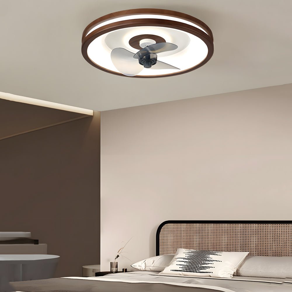 Walnut 19.7-Inch 6-Speed Flush Mount Ceiling Fan with LED Light & Remote