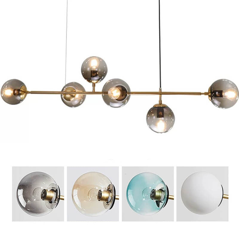 Vibrant Nordic Minimalist 6-Light Glass Orb Chandelier for Kitchen Island