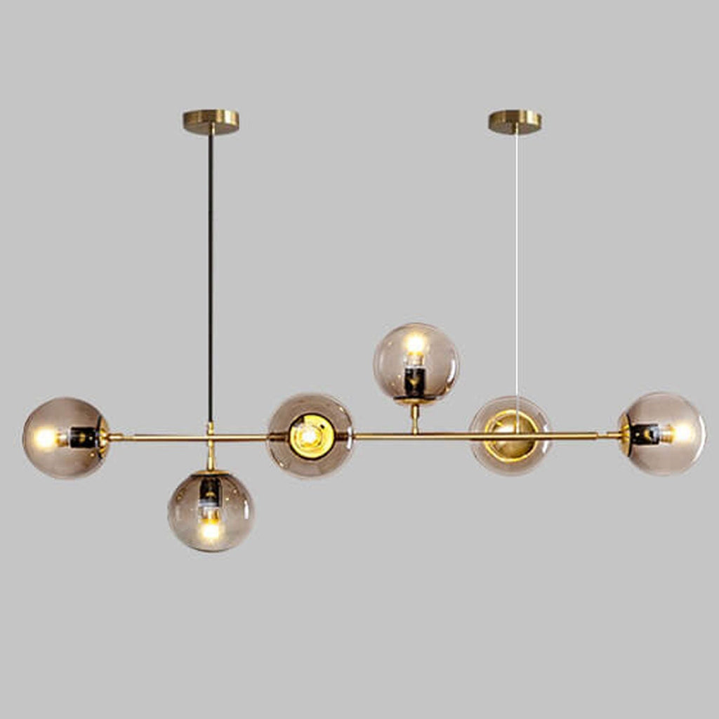 Elegant Modern Minimalist 6-Light Glass Globe Chandelier for Dining Room