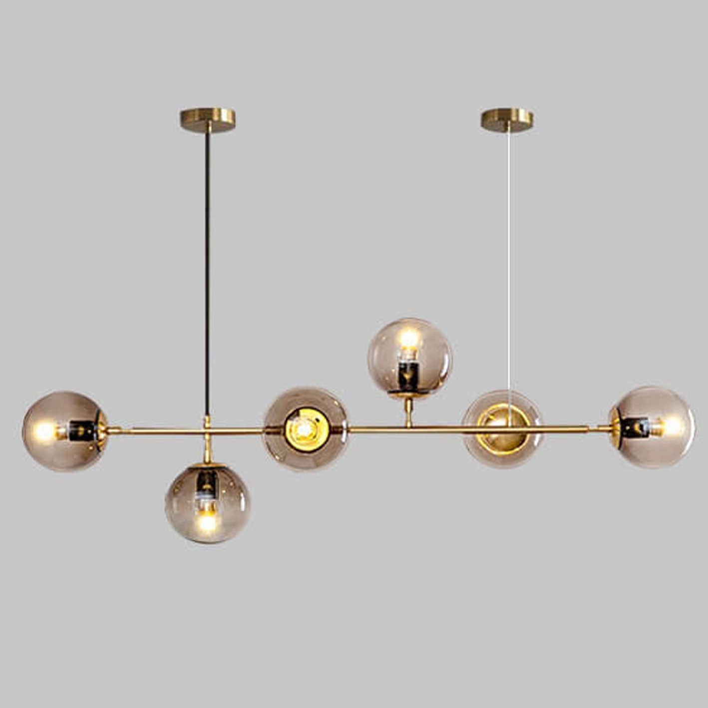 Elegant Modern Minimalist 6-Light Glass Globe Chandelier for Dining Room