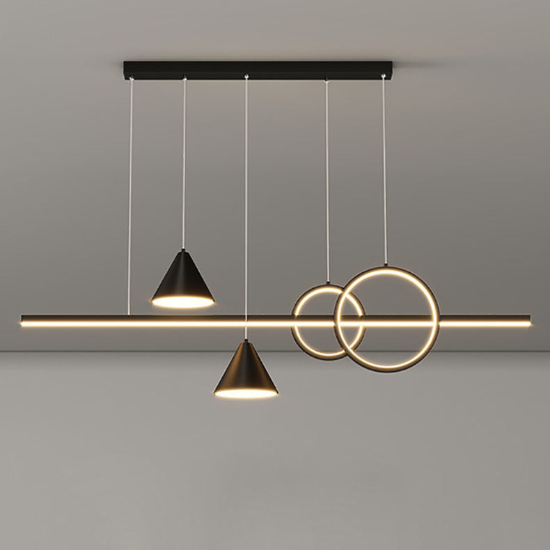 Contemporary Black Iron & Acrylic LED Chandelier for Dining Room Island