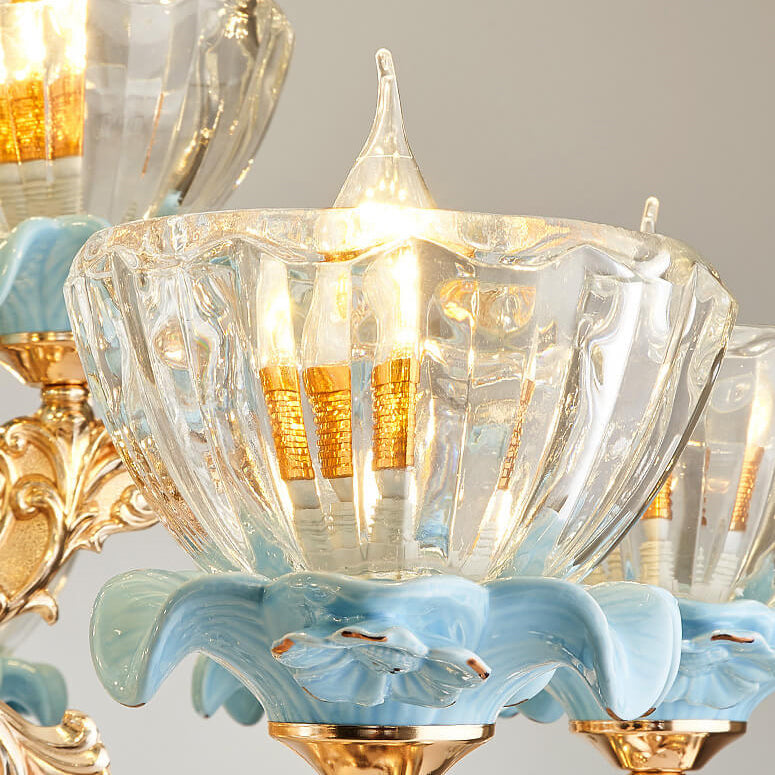 Elegant European Floral Crystal Chandelier in Zinc Alloy for Living Room