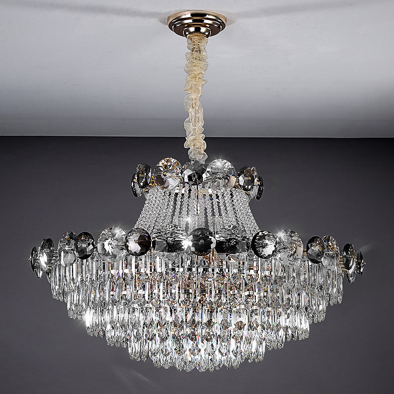 Modern Crystal Half Round Ball Iron Chandelier for Living Room, 8-24 Lights